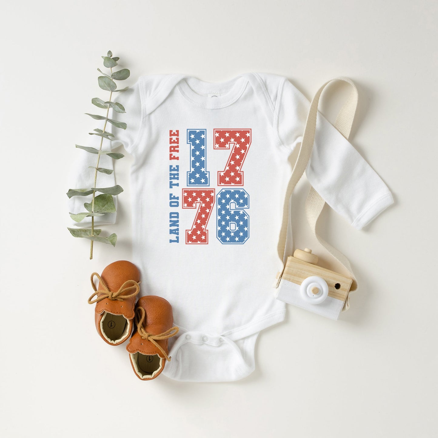 Land Of The Free Retro Stars | Baby Long Sleeve Bodysuit