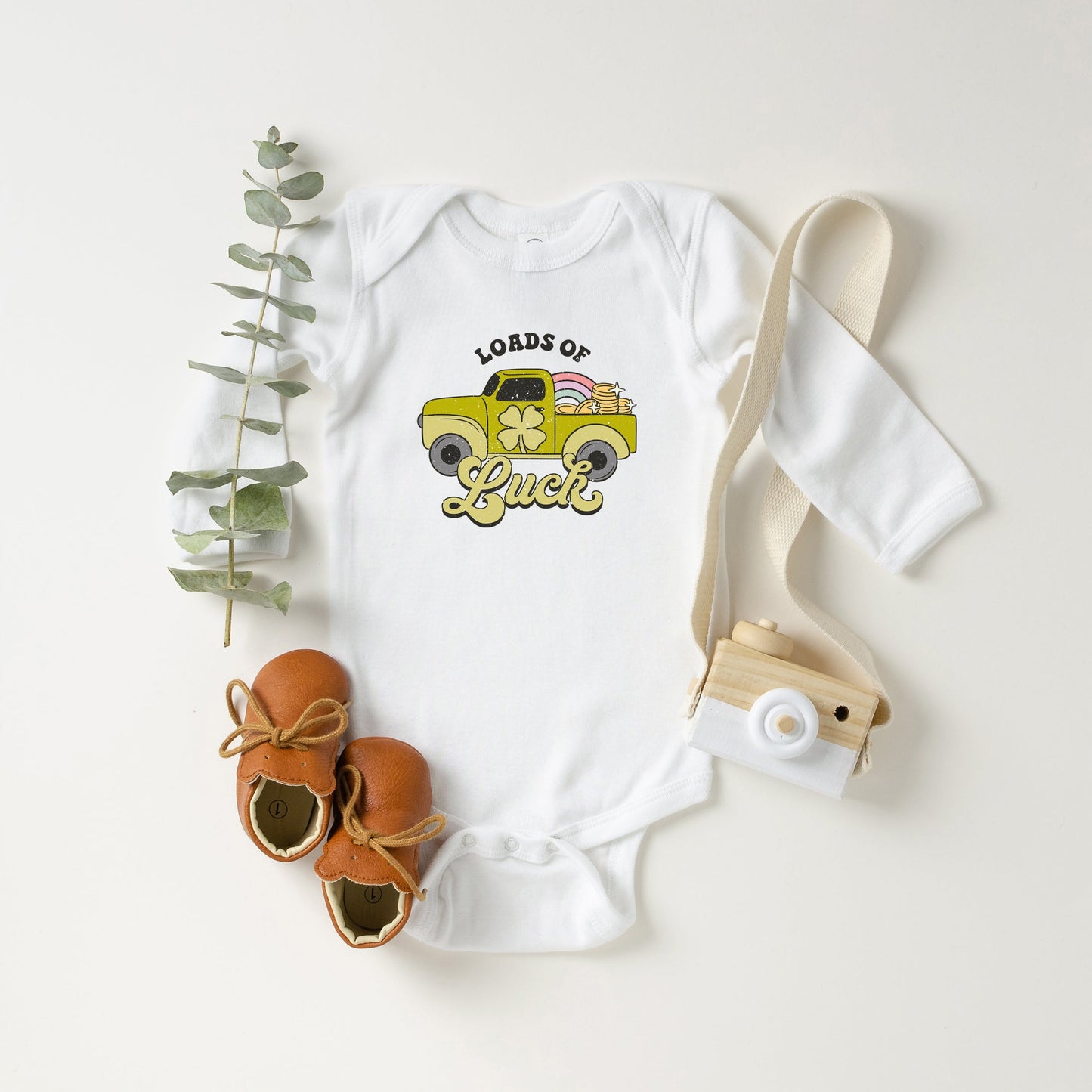 Loads Of Luck Retro Truck | Baby Long Sleeve Bodysuit