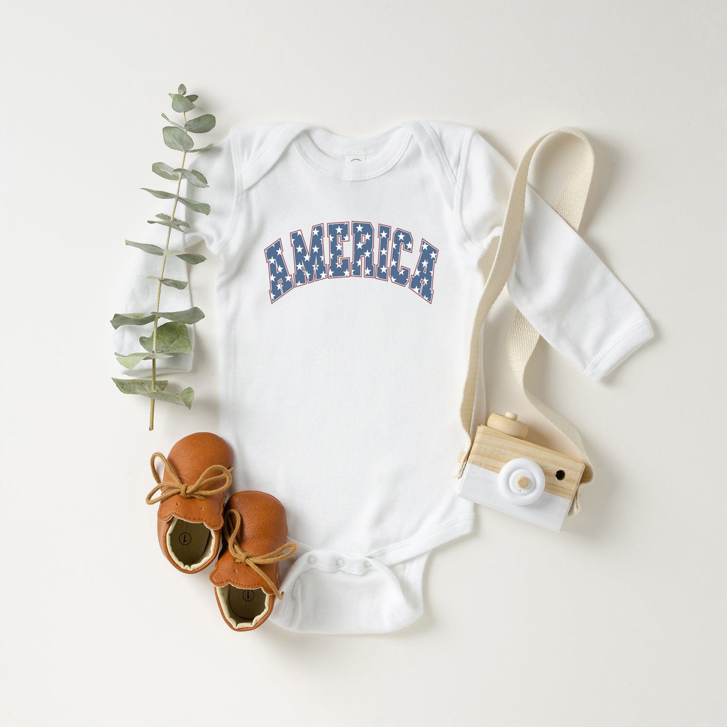 Retro America Stars | Baby Long Sleeve Bodysuit