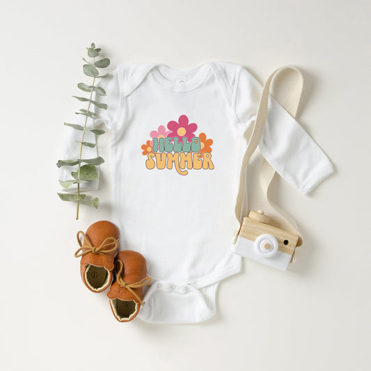 Hello Summer Flowers | Baby Long Sleeve Bodysuit