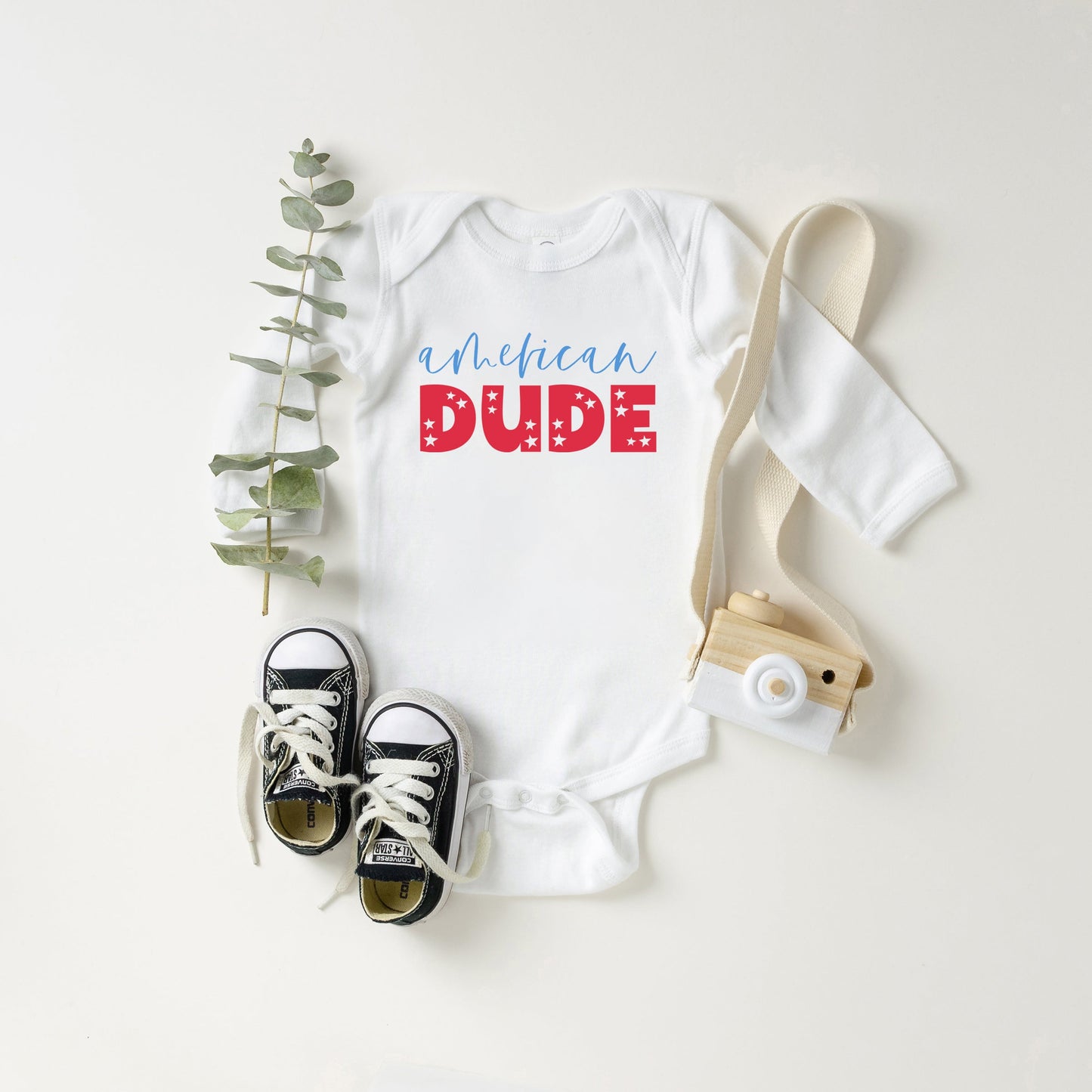 American Dude Pastel | Baby Long Sleeve Bodysuit