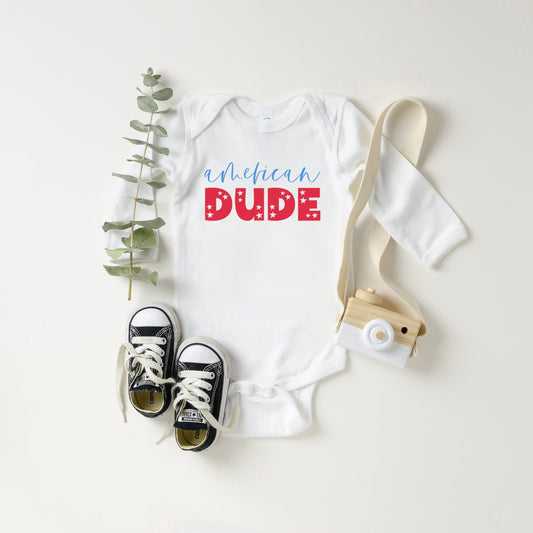 American Dude Pastel | Baby Long Sleeve Bodysuit