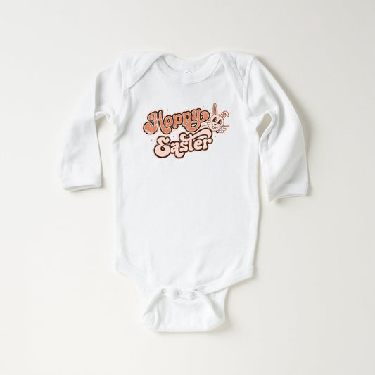 Hoppy Easter Distressed | Baby Long Sleeve Bodysuit