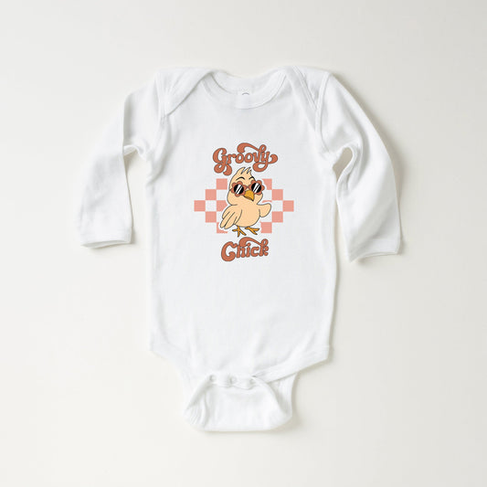 Groovy Chick Checkered | Baby Long Sleeve Bodysuit