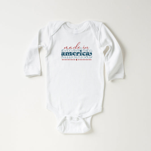 Made In America Stacked | Baby Long Sleeve Bodysuit
