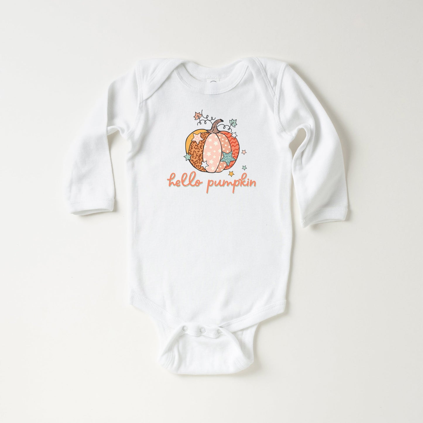 Hello Pumpkin Colorful Stars | Baby Long Sleeve Bodysuit