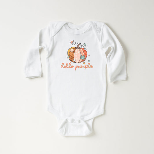 Hello Pumpkin Colorful Stars | Baby Long Sleeve Bodysuit