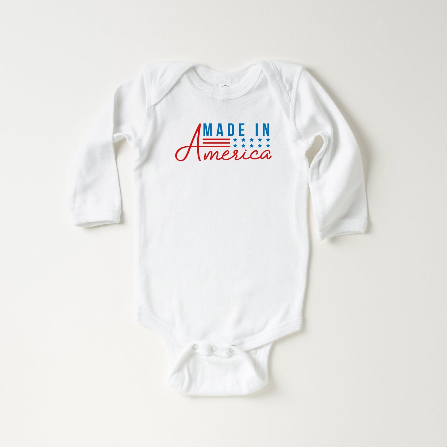 Made In America Stars And Stripes | Baby Long Sleeve Bodysuit