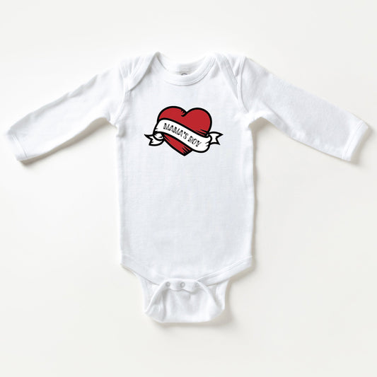 Mama's Boy Heart | Baby Long Sleeve Bodysuit