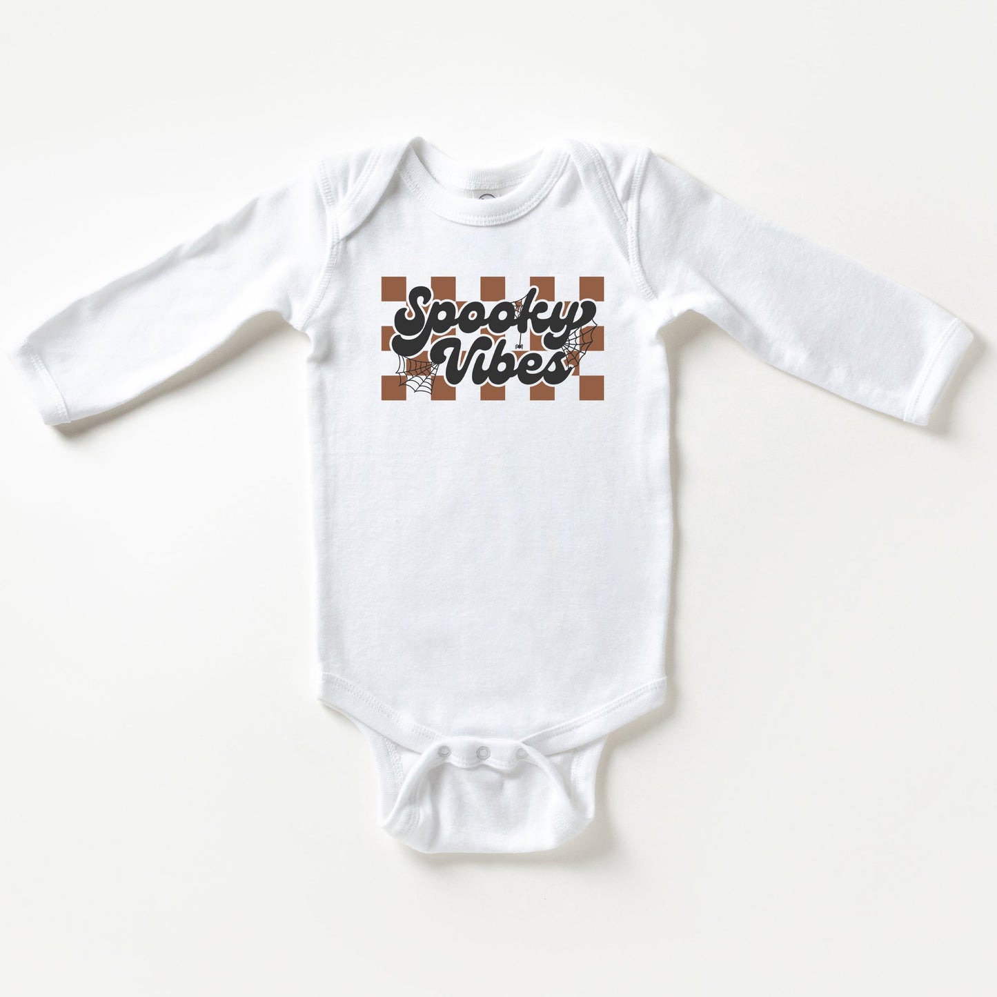Checkered Spooky Vibes | Baby Long Sleeve Bodysuit
