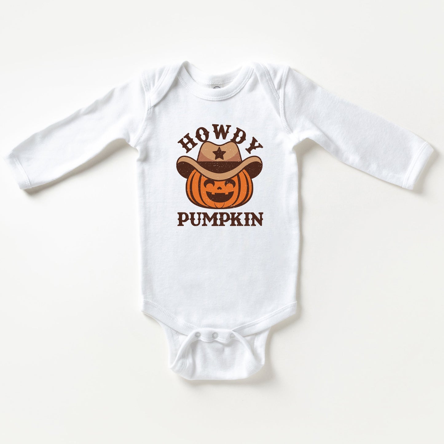 Howdy Pumpkin Hat | Baby Graphic Long Sleeve Bodysuit