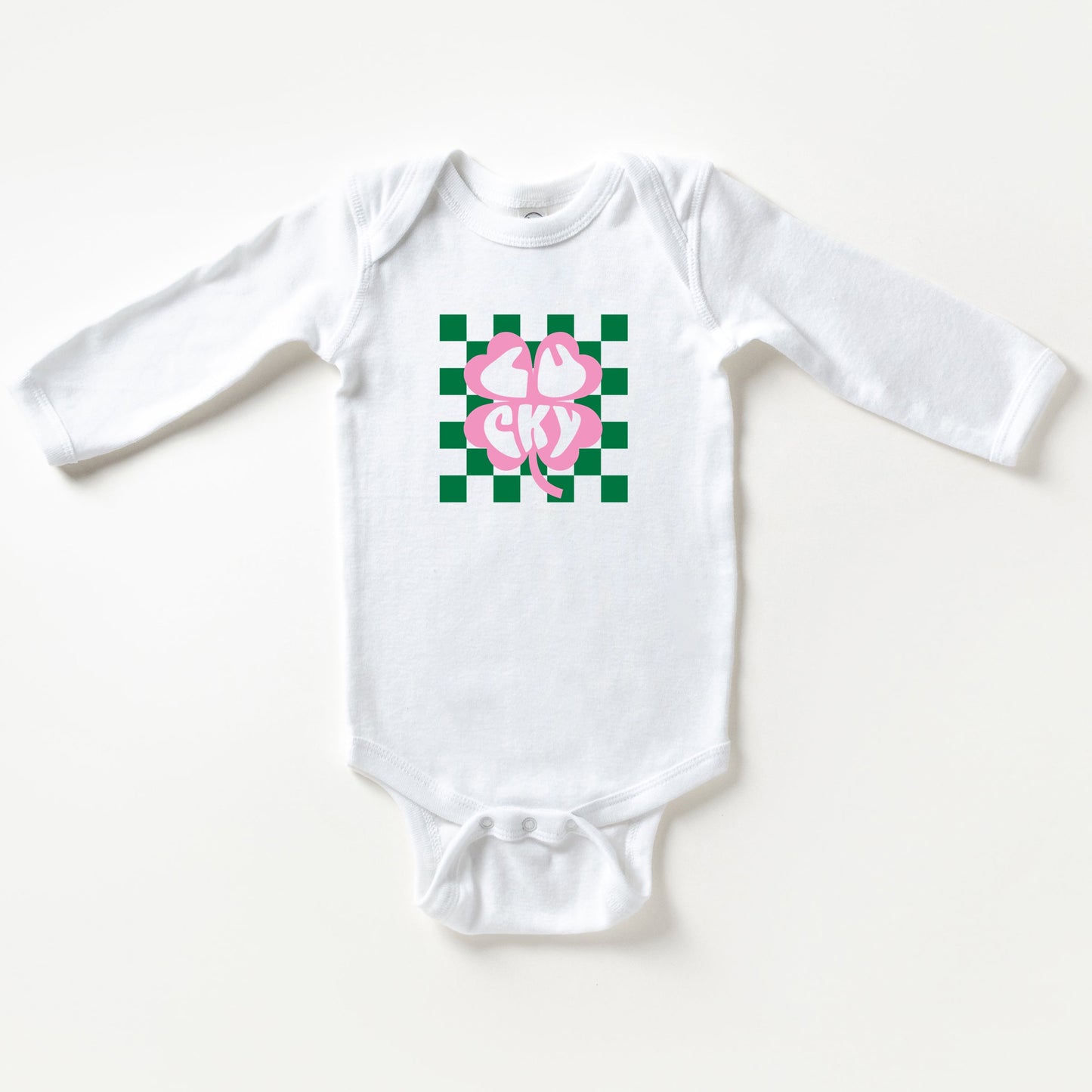 Lucky Clover Checkered | Baby Long Sleeve Bodysuit