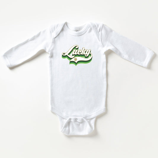 Lucky Script | Baby Long Sleeve Bodysuit
