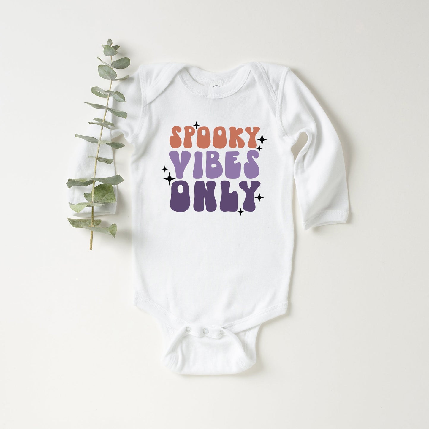 Spooky Vibes Only Stacked | Baby Graphic Long Sleeve Bodysuit