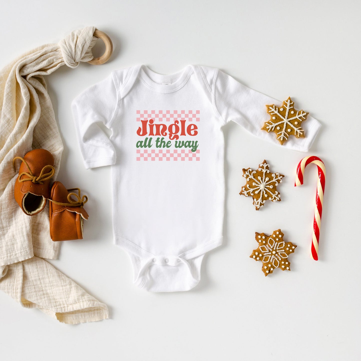 Jingle All The Way Checkered | Baby Long Sleeve Bodysuit