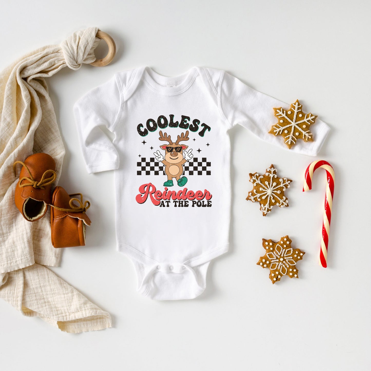 Coolest Reindeer At The Pole | Baby Graphic Long Sleeve Bodysuit