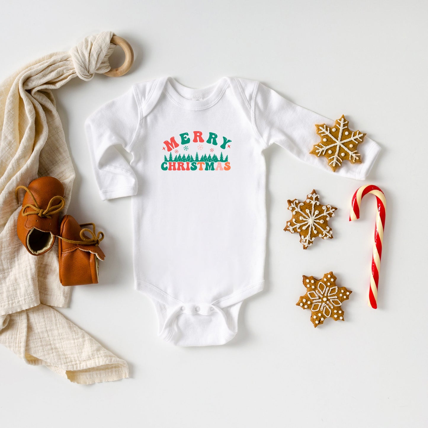Merry Christmas Trees | Baby Long Sleeve Bodysuit