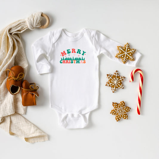 Merry Christmas Trees | Baby Long Sleeve Bodysuit