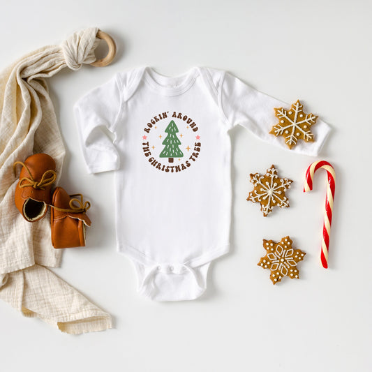 Retro Rockin Around Tree | Baby Long Sleeve Bodysuit