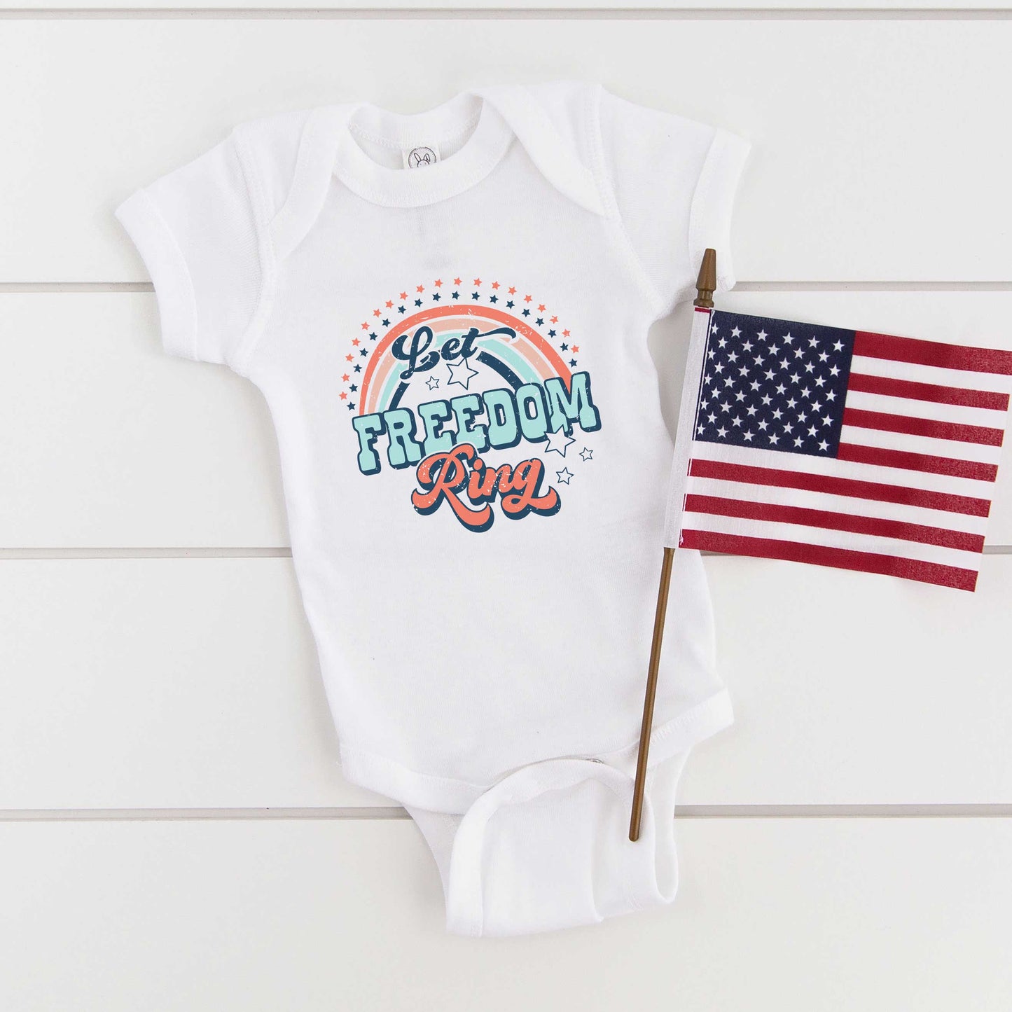 Let Freedom Ring Rainbow | Baby Graphic Short Sleeve Bodysuit