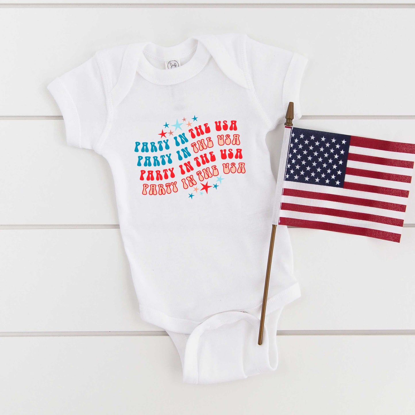 Party In The USA Wavy | Baby Graphic Short Sleeve Bodysuit