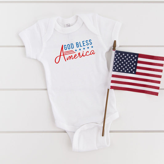 God Bless America Stars And Stripes | Baby Graphic Short Sleeve Bodysuit