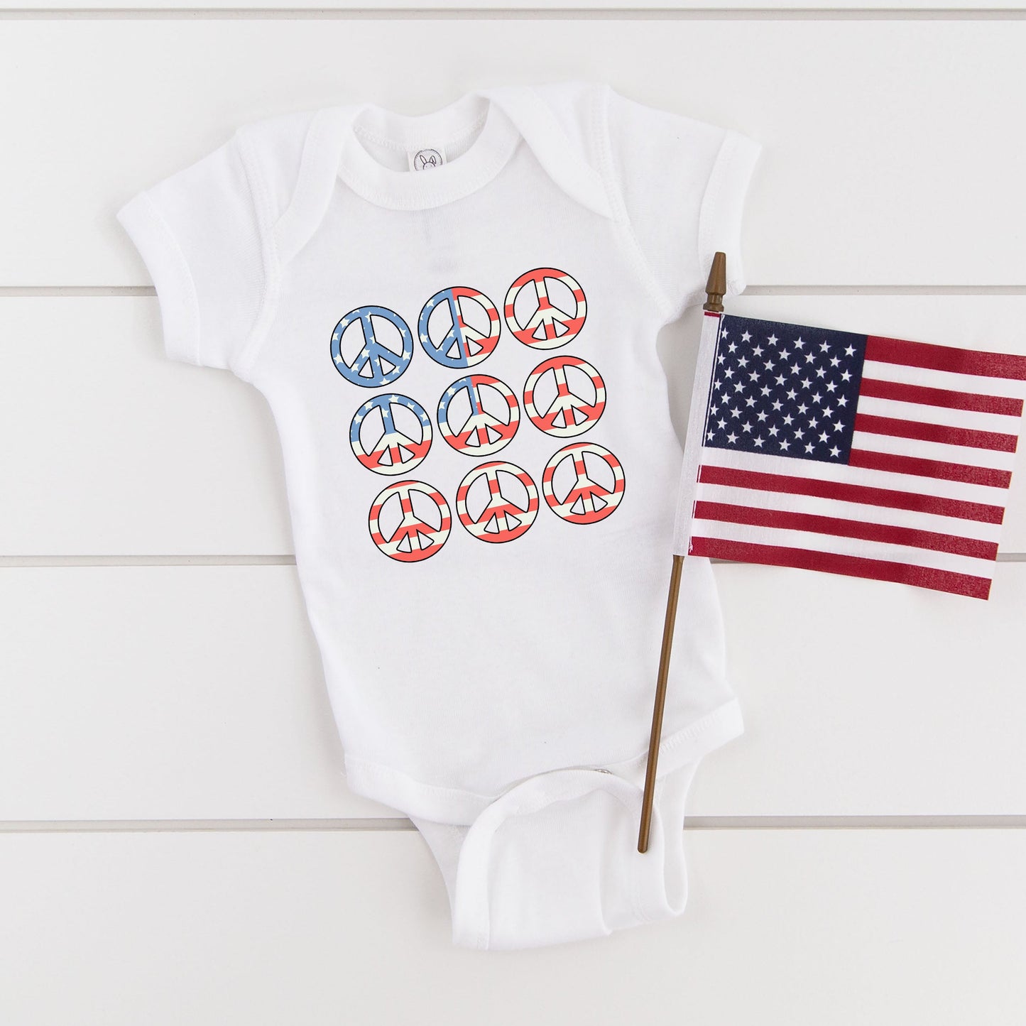 Peace Signs Flag | Baby Graphic Short Sleeve Bodysuit