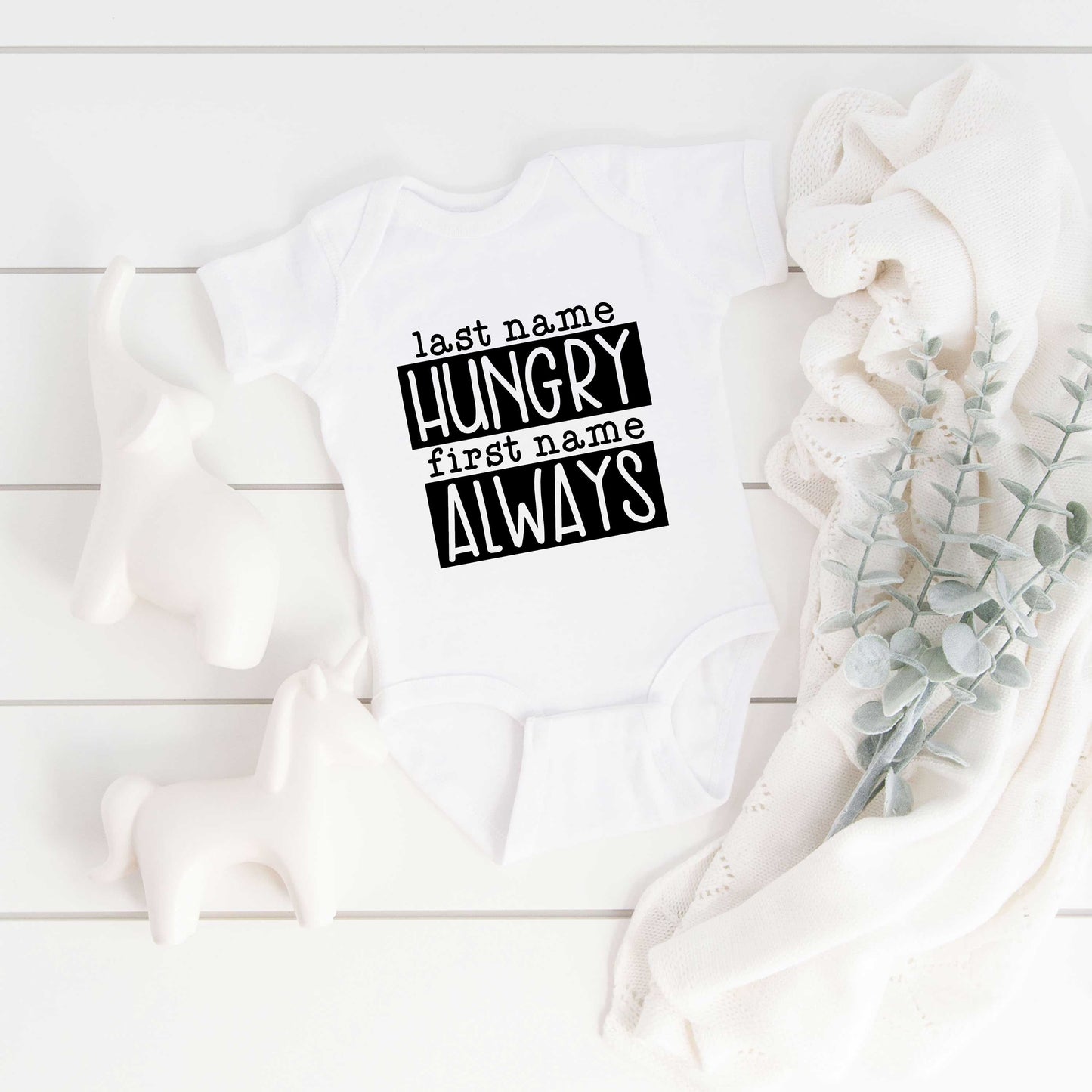 Last Name Hungry | Baby Graphic Short Sleeve Bodysuit