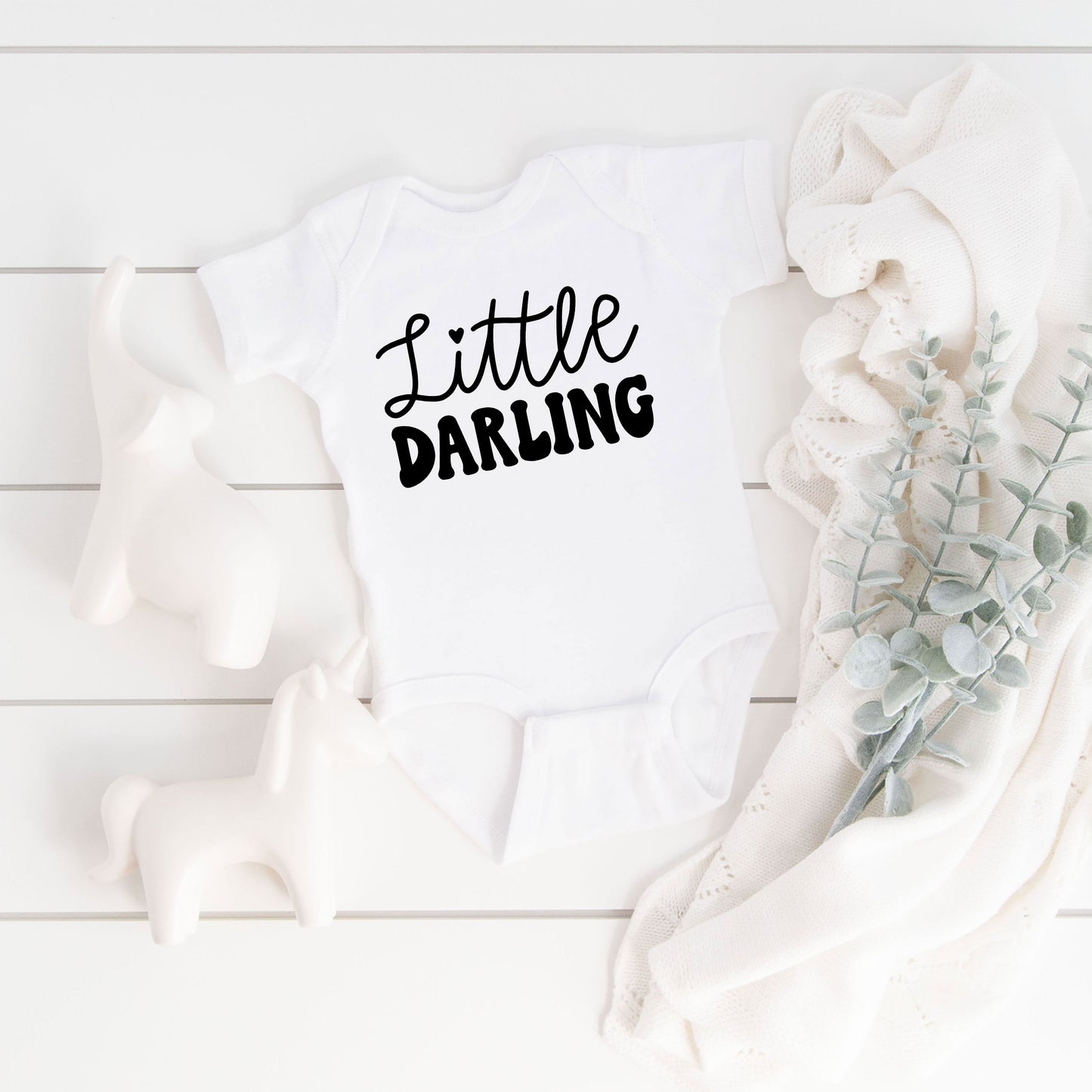 Little Darling Cursive | Baby Graphic Short Sleeve Bodysuit