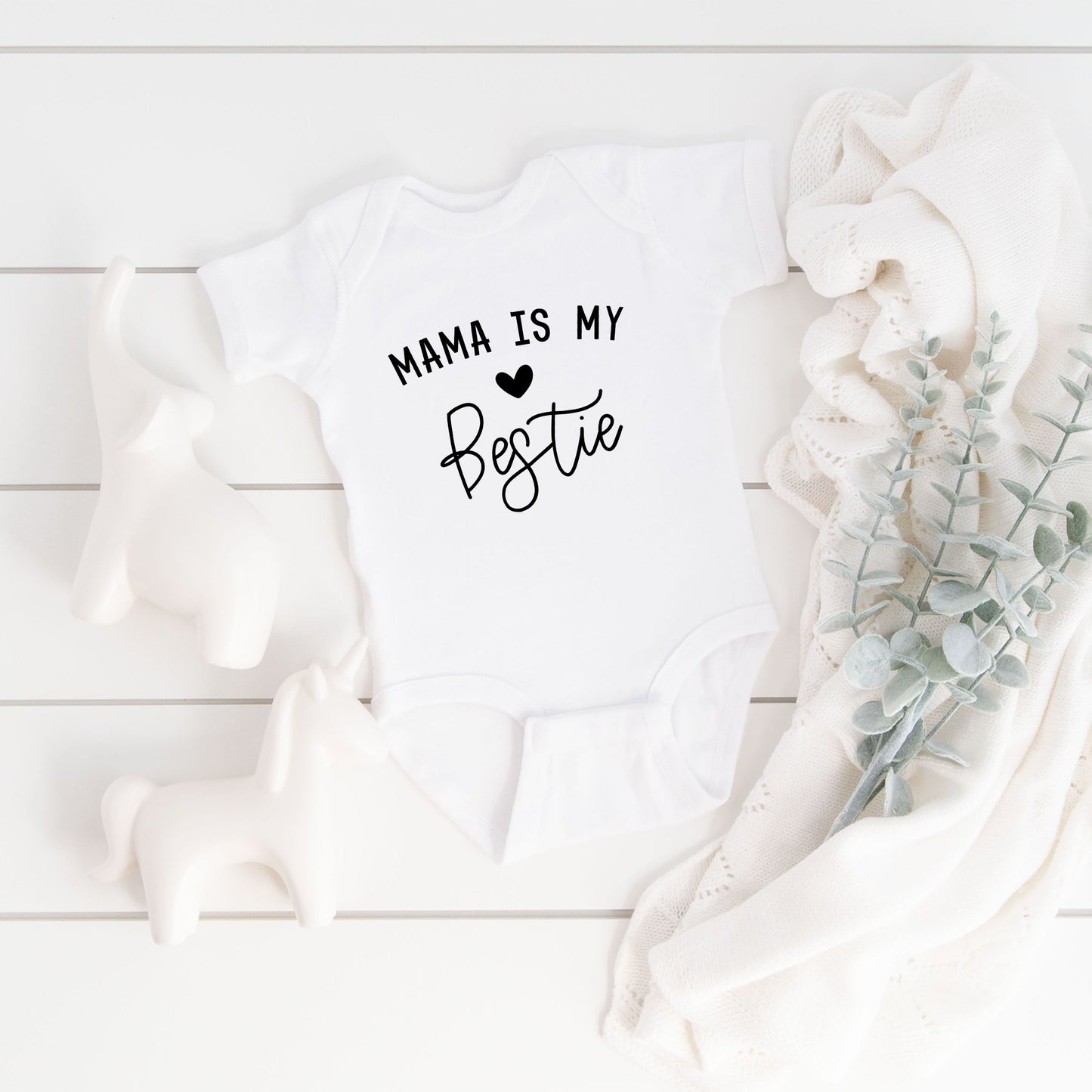 Mama Is My Bestie | Baby Graphic Short Sleeve Bodysuit