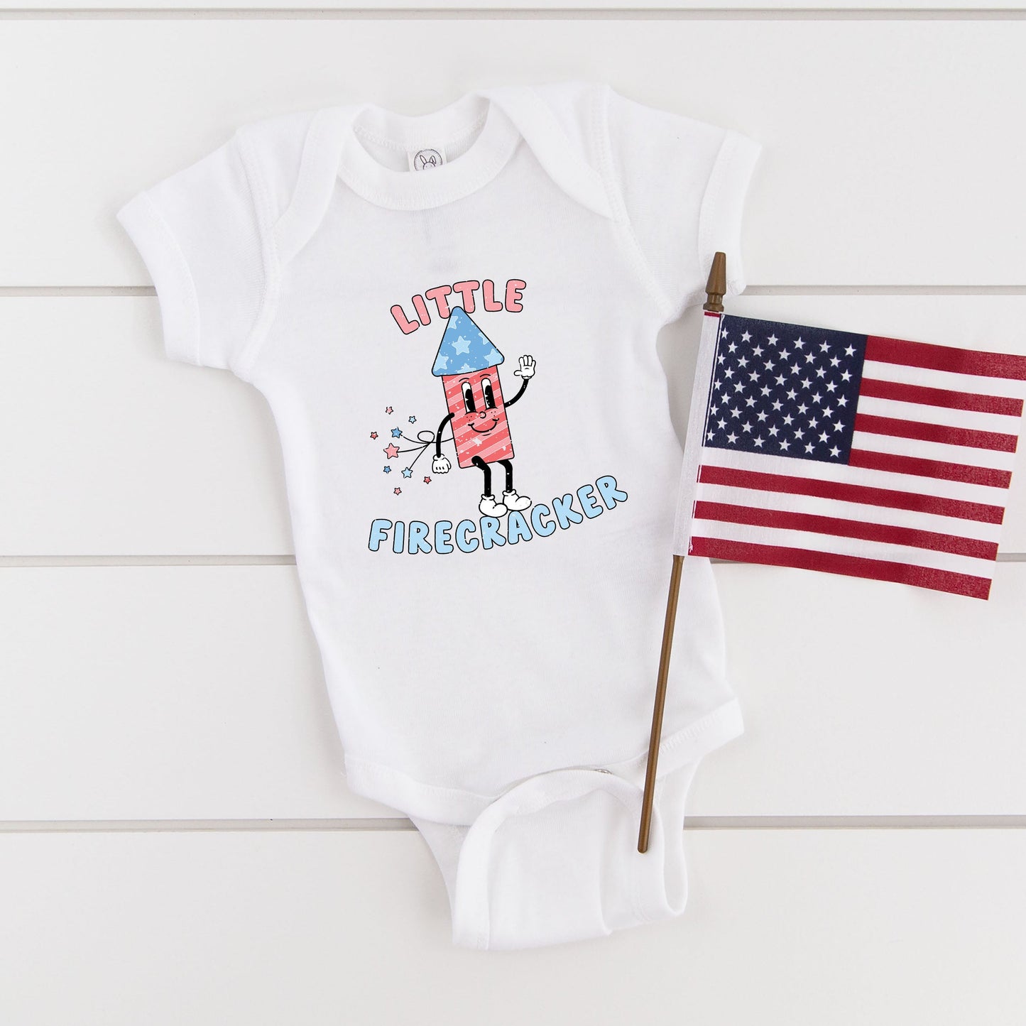 Retro Little Firecracker | Baby Graphic Short Sleeve Bodysuit