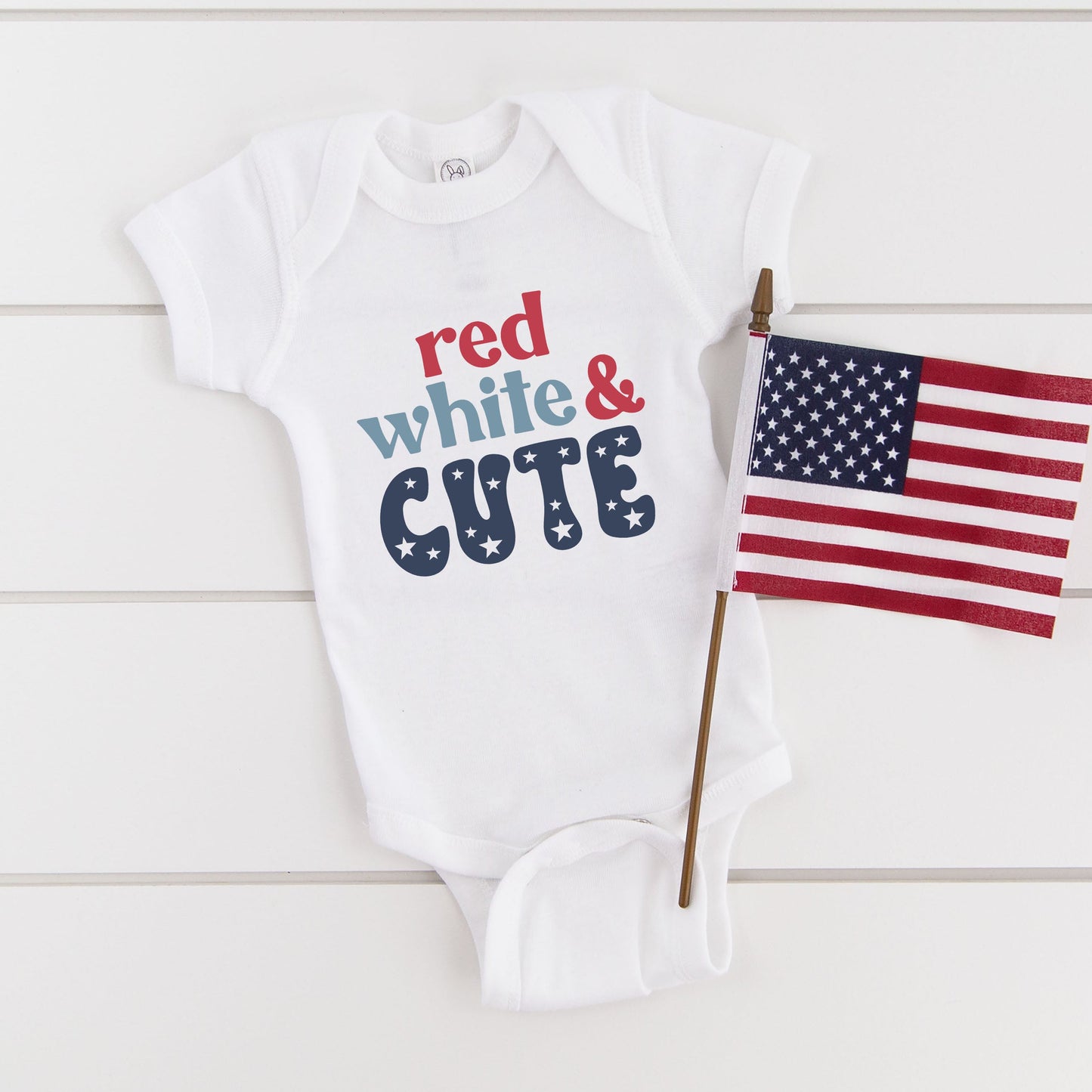 Red White And Cute Stars | Baby Graphic Short Sleeve Bodysuit