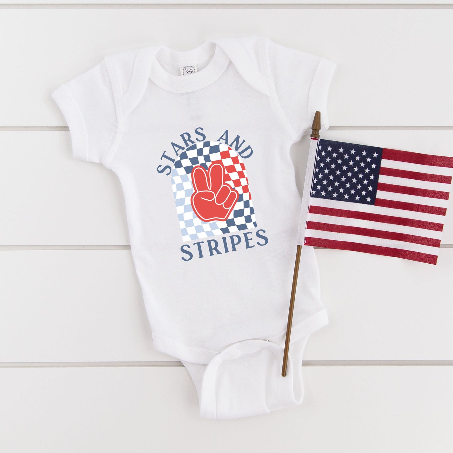 Stars And Stripes Peace | Baby Graphic Short Sleeve Bodysuit