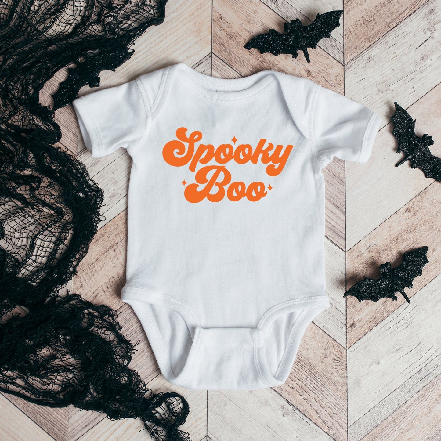 Spooky Boo Stars | Baby Graphic Short Sleeve Bodysuit