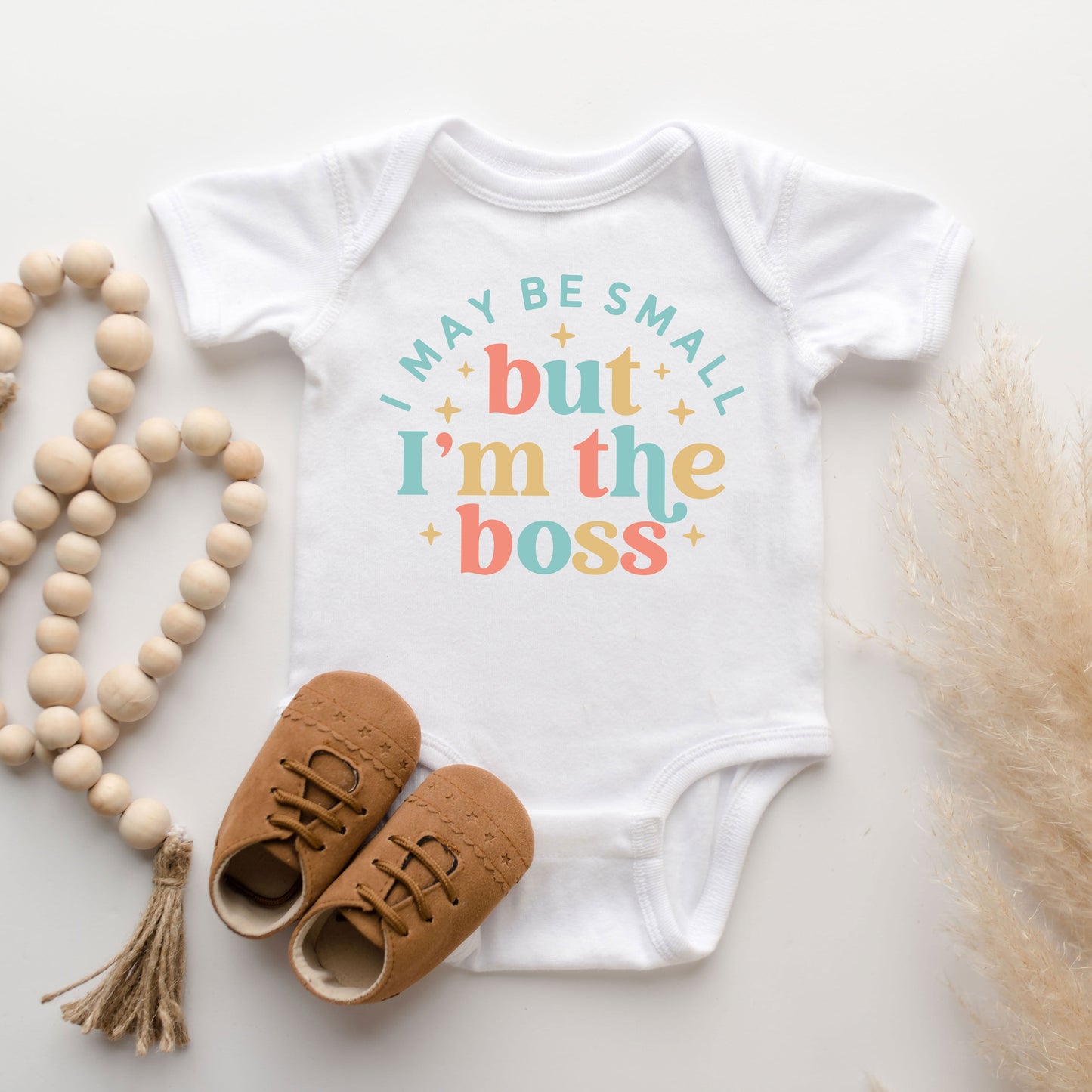 I'm The Boss Colorful | Baby Graphic Short Sleeve Bodysuit
