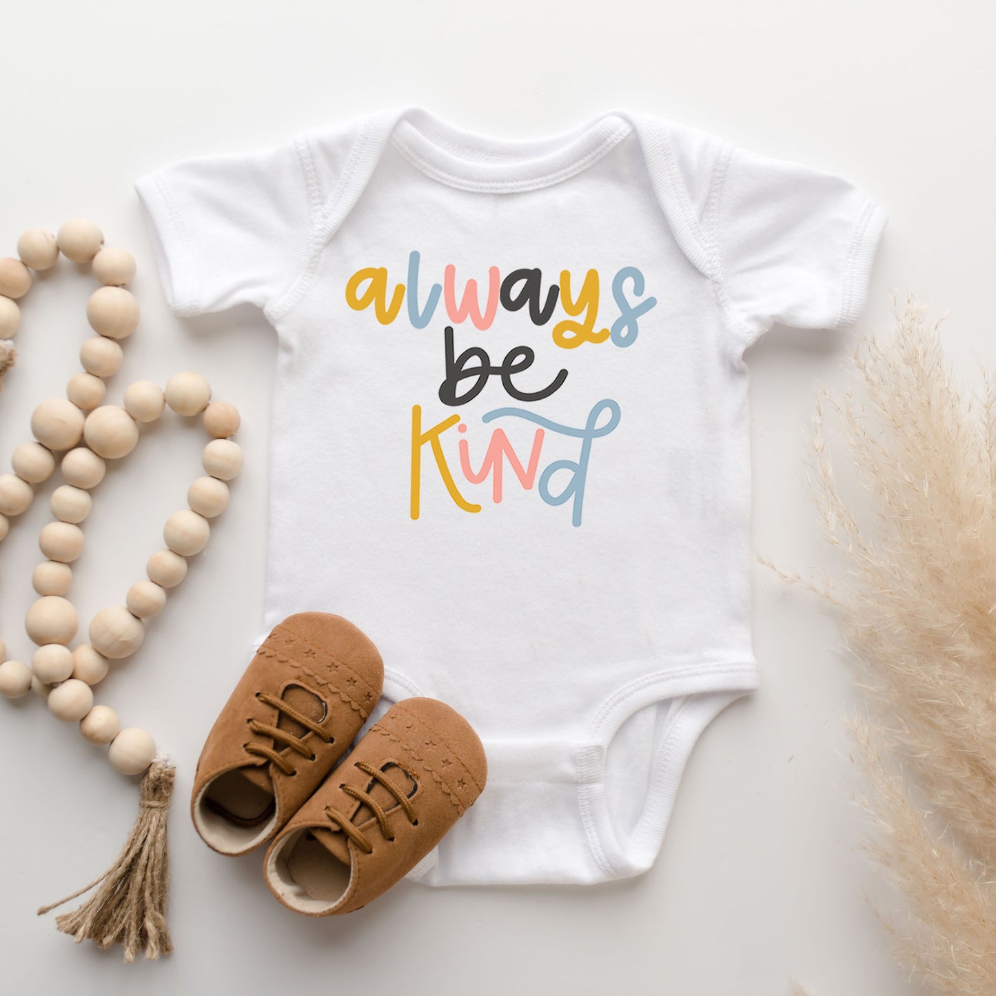 Always Be Kind Colorful | Baby Graphic Short Sleeve Bodysuit