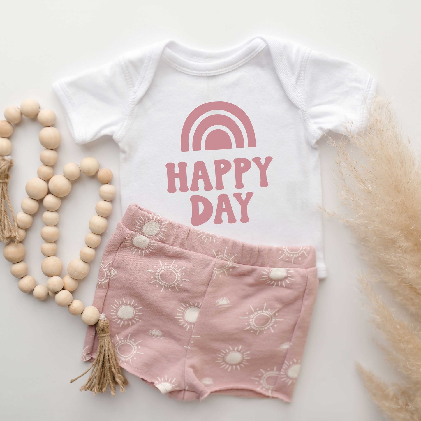 Happy Day Rainbow | Baby Graphic Short Sleeve Bodysuit