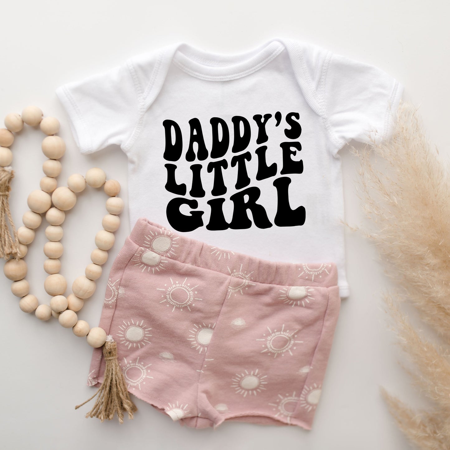 Daddy's Little Girl Wavy | Baby Graphic Short Sleeve Bodysuit