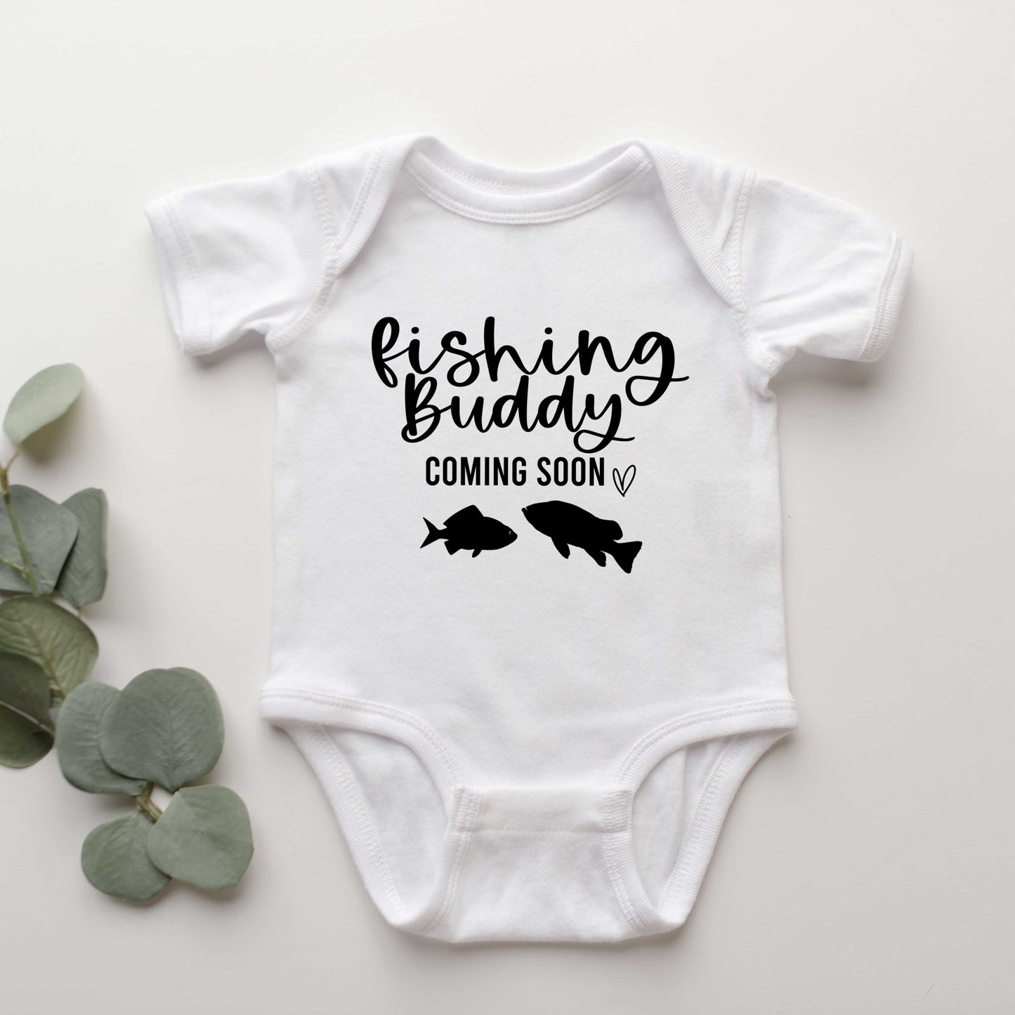 Fishing Buddy Coming Soon | Baby Graphic Short Sleeve Bodysuit