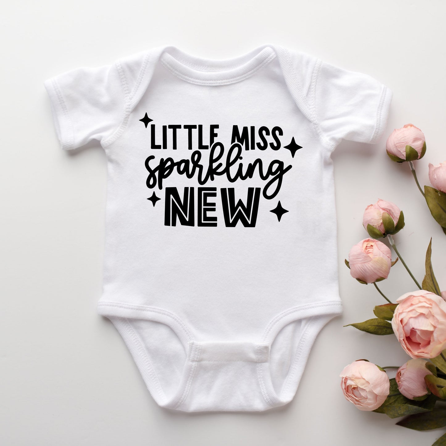 Little Miss Sparkling New | Baby Graphic Short Sleeve Bodysuit