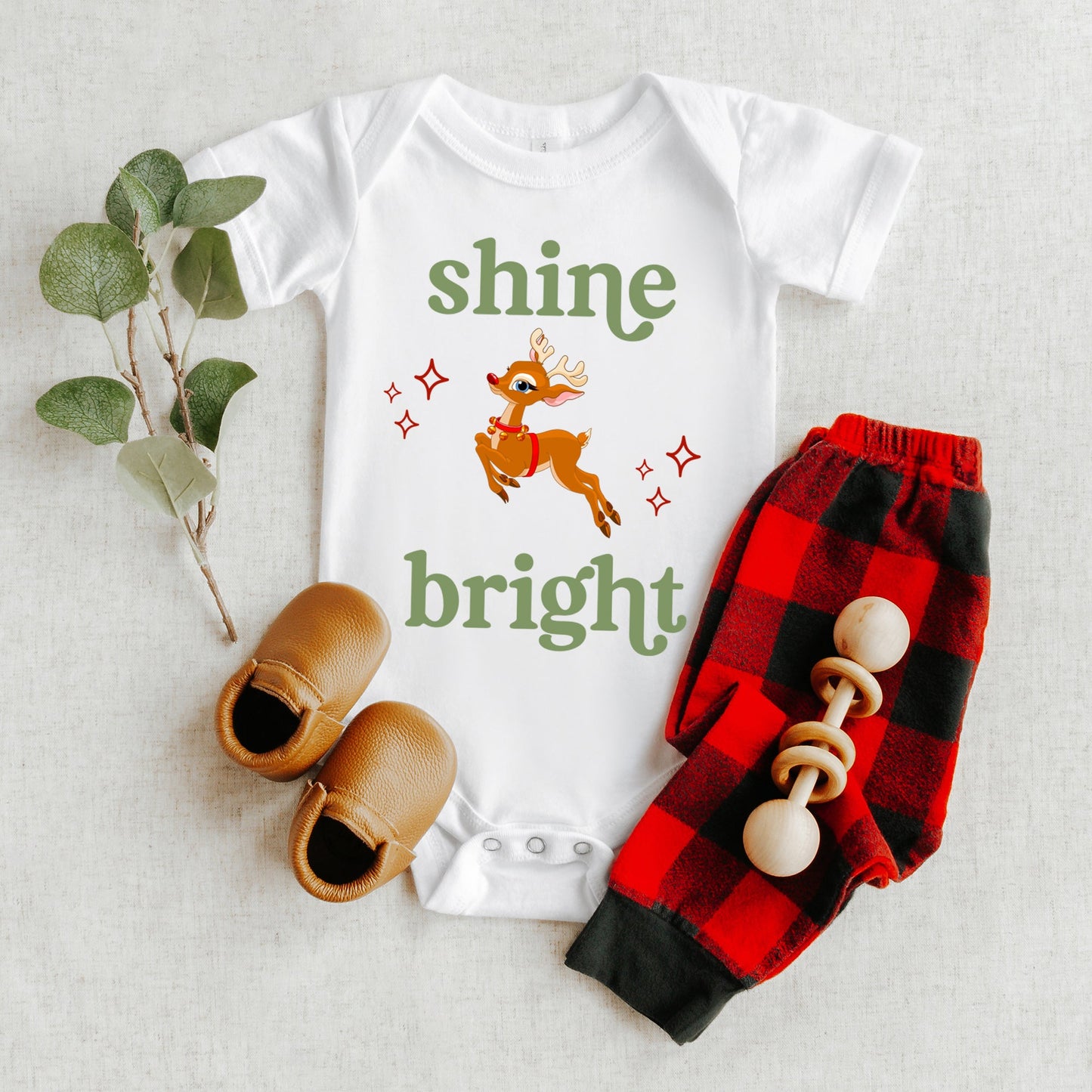 Shine Bright Deer | Baby Graphic Short Sleeve Bodysuit