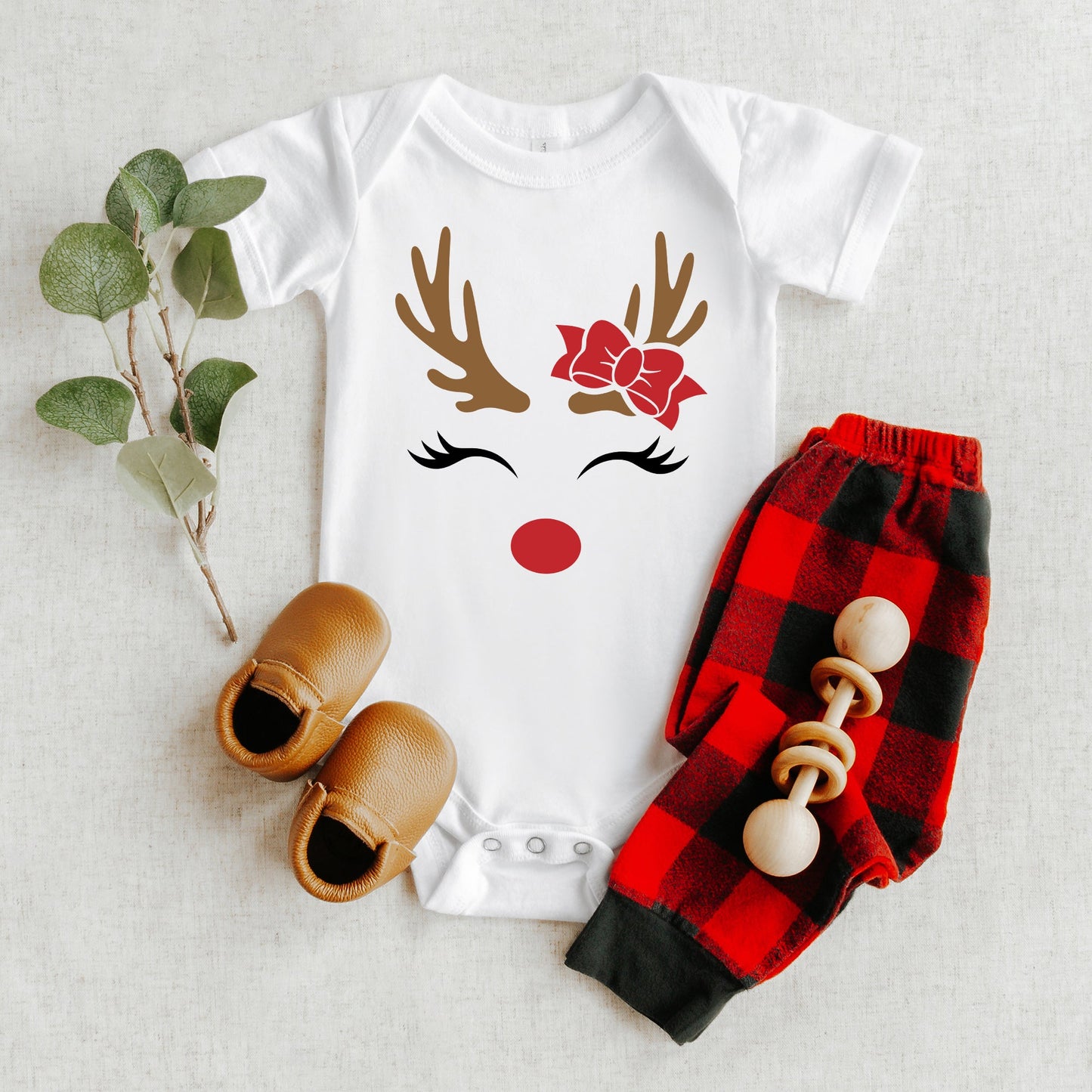 Reindeer Girl | Baby Graphic Short Sleeve Bodysuit