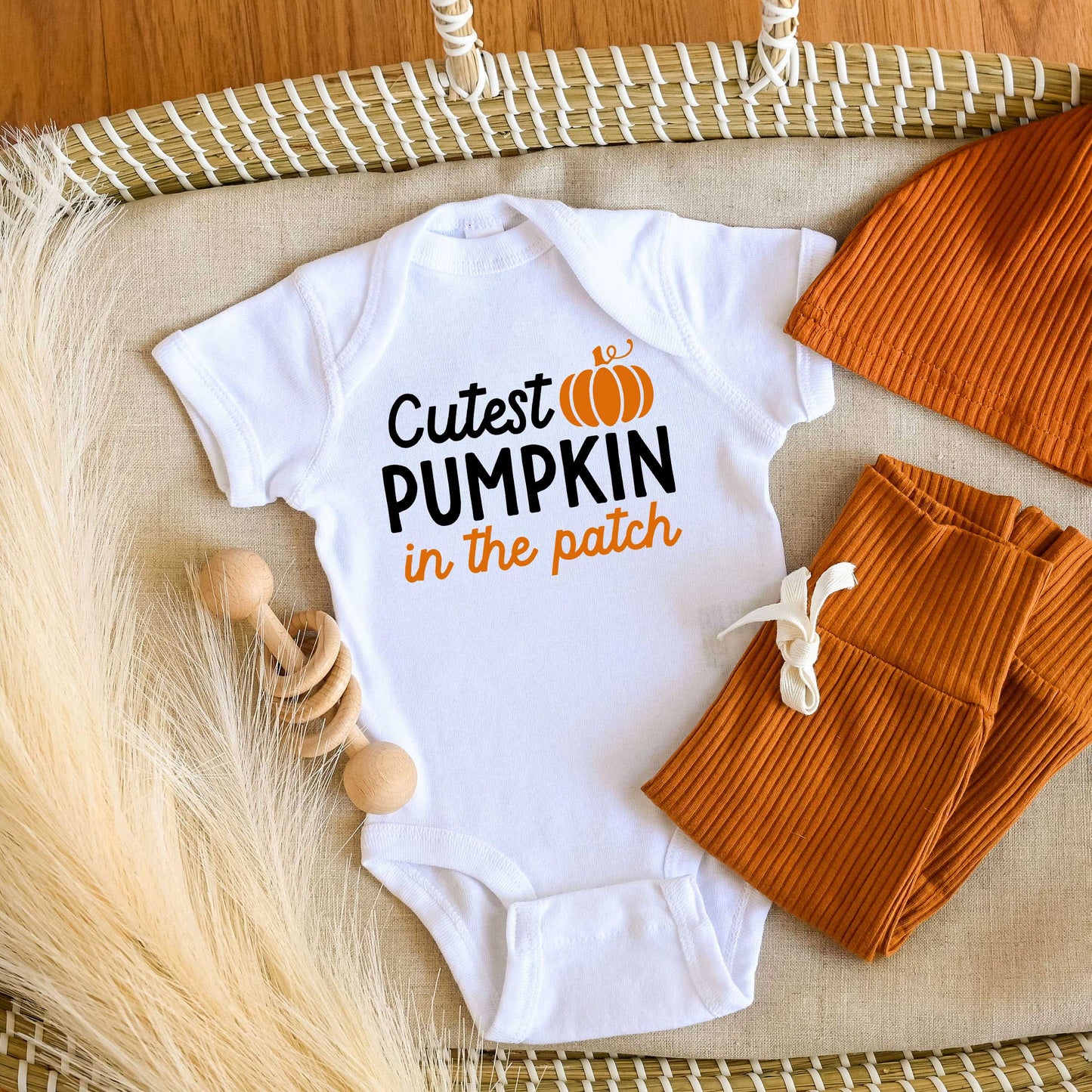 Cutest Pumpkin In The Patch Colorful | Baby Graphic Short Sleeve Bodysuit