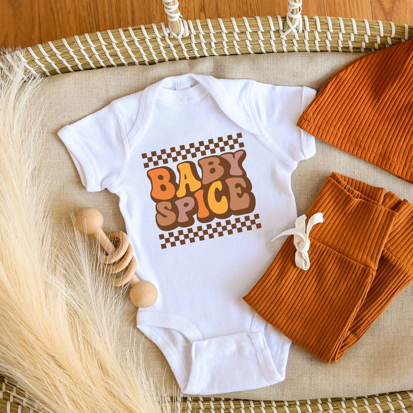 Baby Spice Checkered | Baby Graphic Short Sleeve Bodysuit
