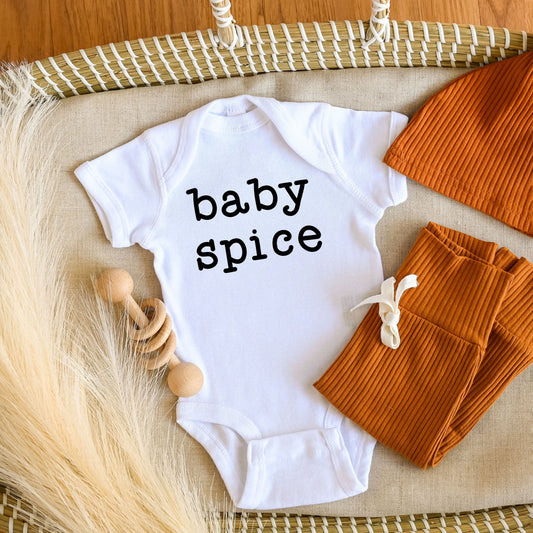 Baby Spice Typewriter | Baby Graphic Short Sleeve Bodysuit