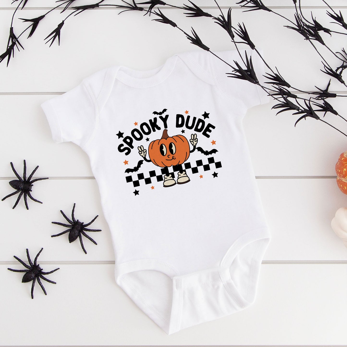 Spooky Dude Pumpkin | Baby Graphic Short Sleeve Bodysuit