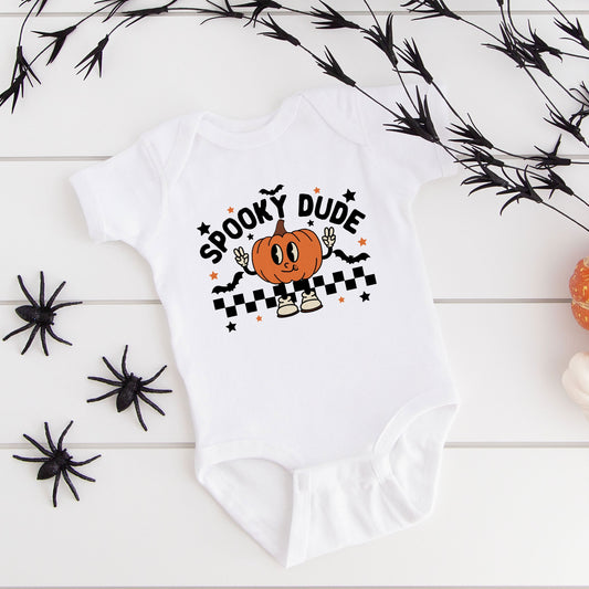 Spooky Dude Pumpkin | Baby Graphic Short Sleeve Bodysuit