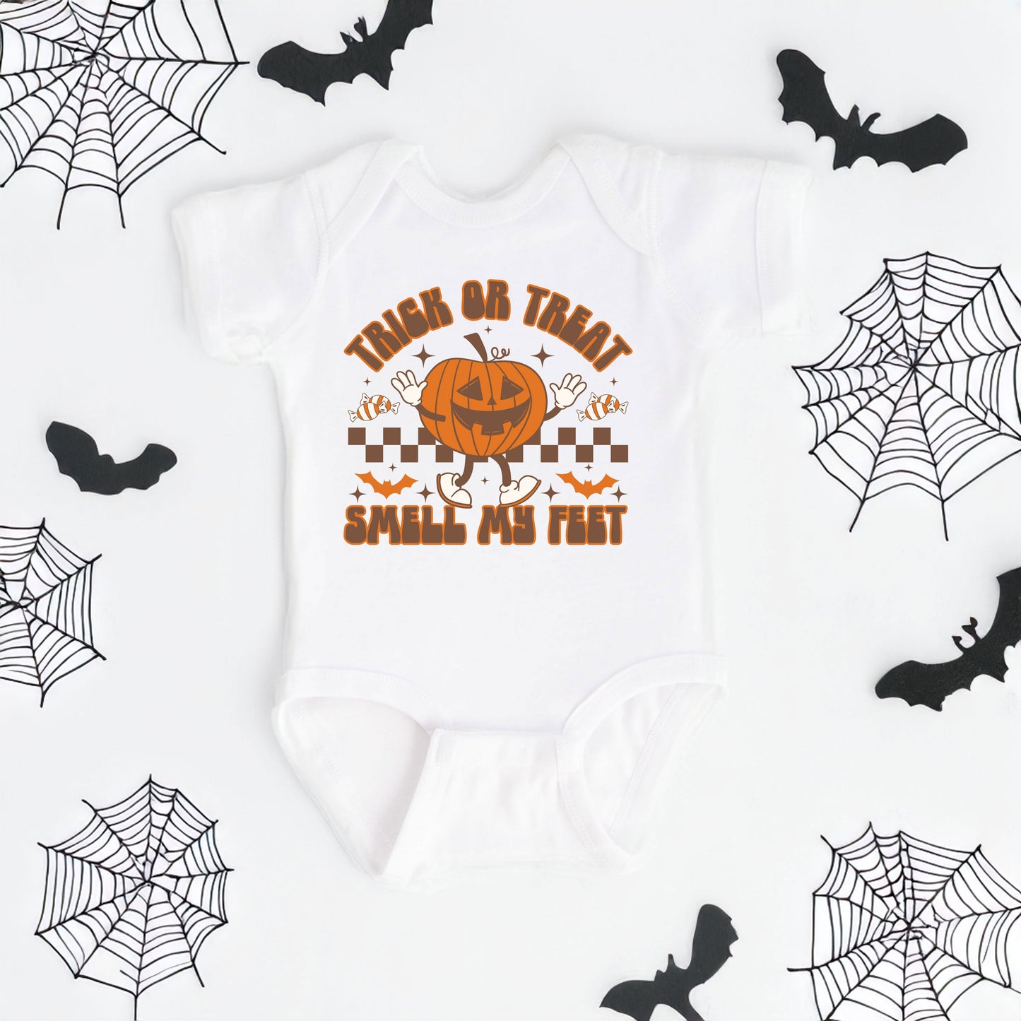 Smell My Feet Checkered | Baby Graphic Short Sleeve Bodysuit