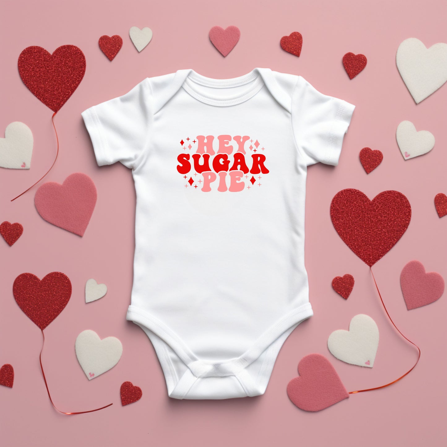 Hey Sugar Pie Stars | Baby Graphic Short Sleeve Bodysuit