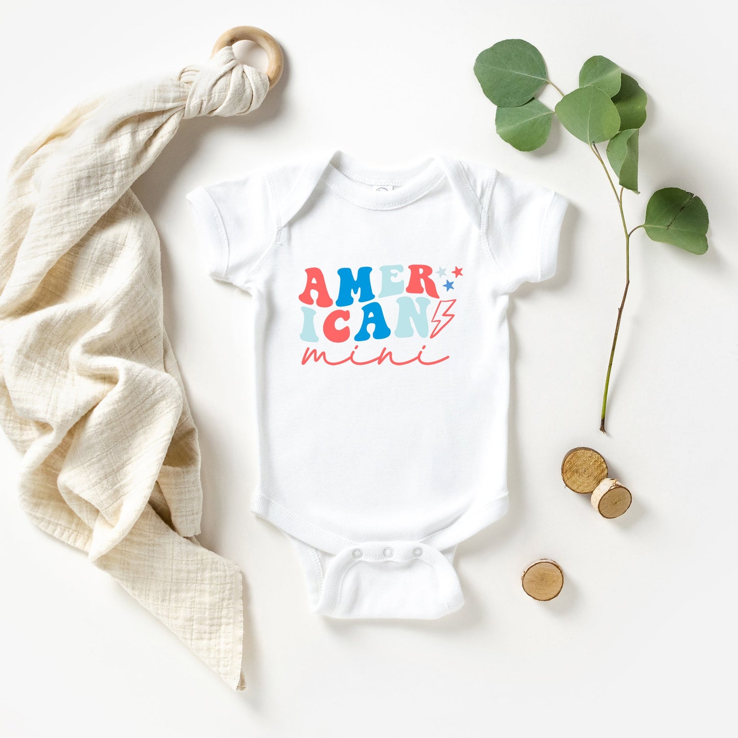 American Mini Lightning Bolt | Baby Graphic Short Sleeve Bodysuit